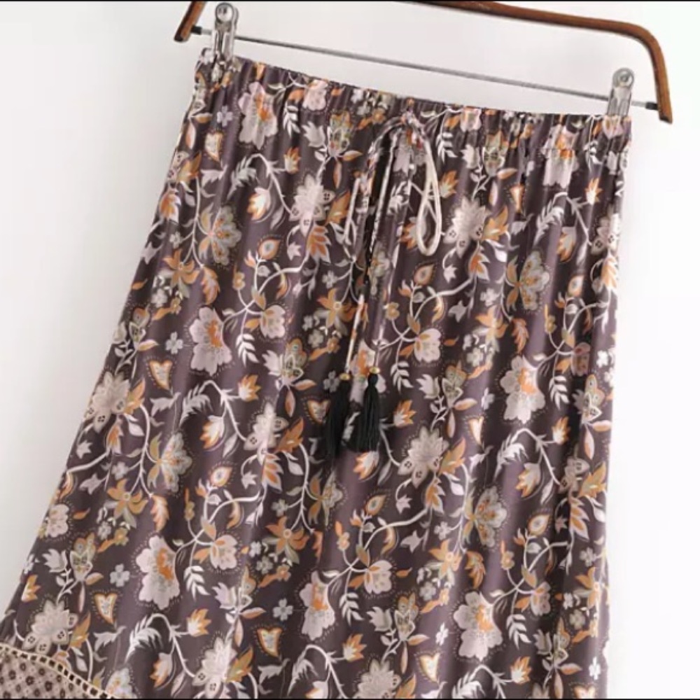 Floral Gypsy Bohemian Maxi Skirt - Picture 6 of 10